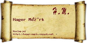 Hager Márk névjegykártya